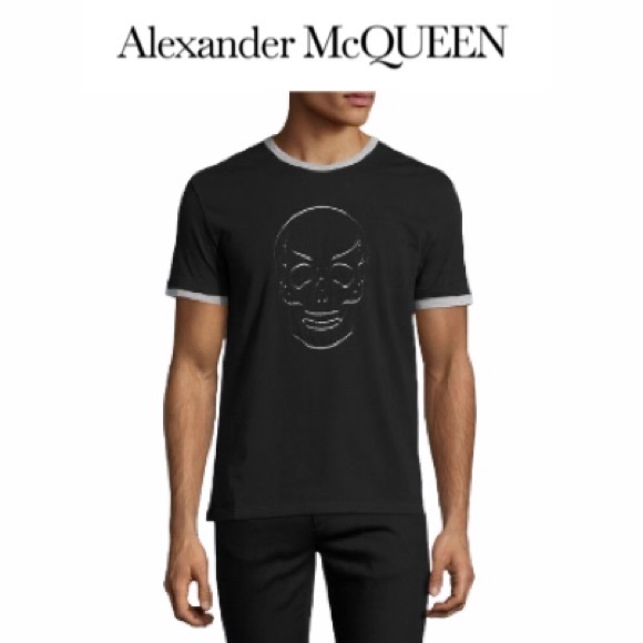 Alexander McQueen Skull-Cutout Ringer T-Shirt NEW